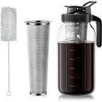 Cold Brew Coffee Maker 64Oz, Iced Coffee Maker With 304 Stainless Steel Filter, Mason Jar Pitcher With Lid And Spout (Black)