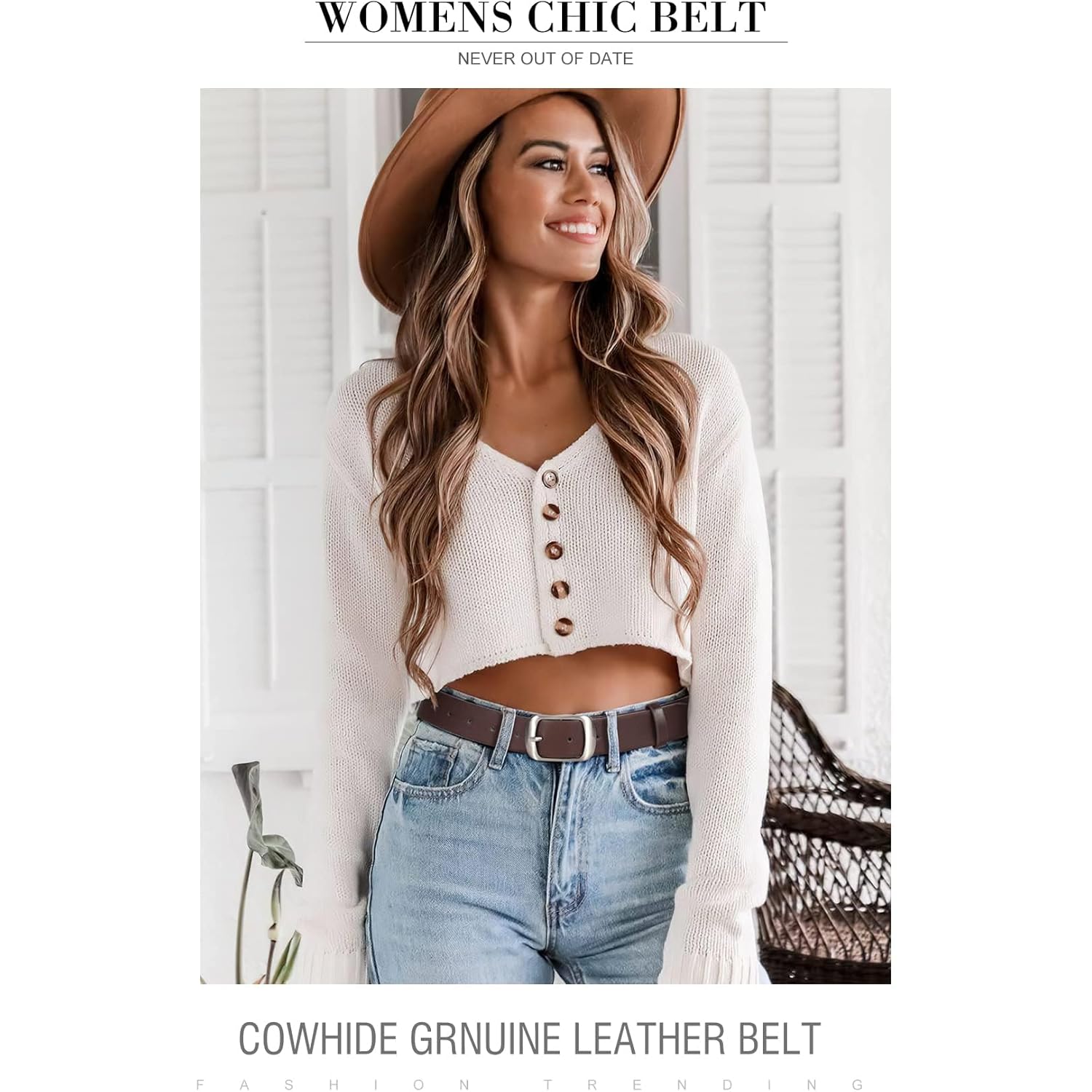 VONMELLI 2 Packs Women Leather Belts for Jeans Fashion Leather Ladies Waist Belt