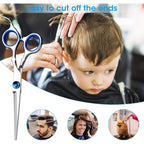Hair Cutting Scissors Shears Set, Ekuci Professional Home Haircutting Scissors Thinning Shears Kit With Free Comb And Storage Bag For Men Women Home Salon Barber Cut Kit (Silver)