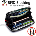 Moflycom Womens Wallet RFID Blocking Genuine Leather Zip Around Wallet Clutch Wristlet Travel Long Purse for Women