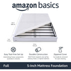 Amazon Basics Smart Box Spring Bed Base, 5-Inch Height Mattress Foundation, Tool-Free Easy Assembly, Metal Support, Full, 74" x 53"