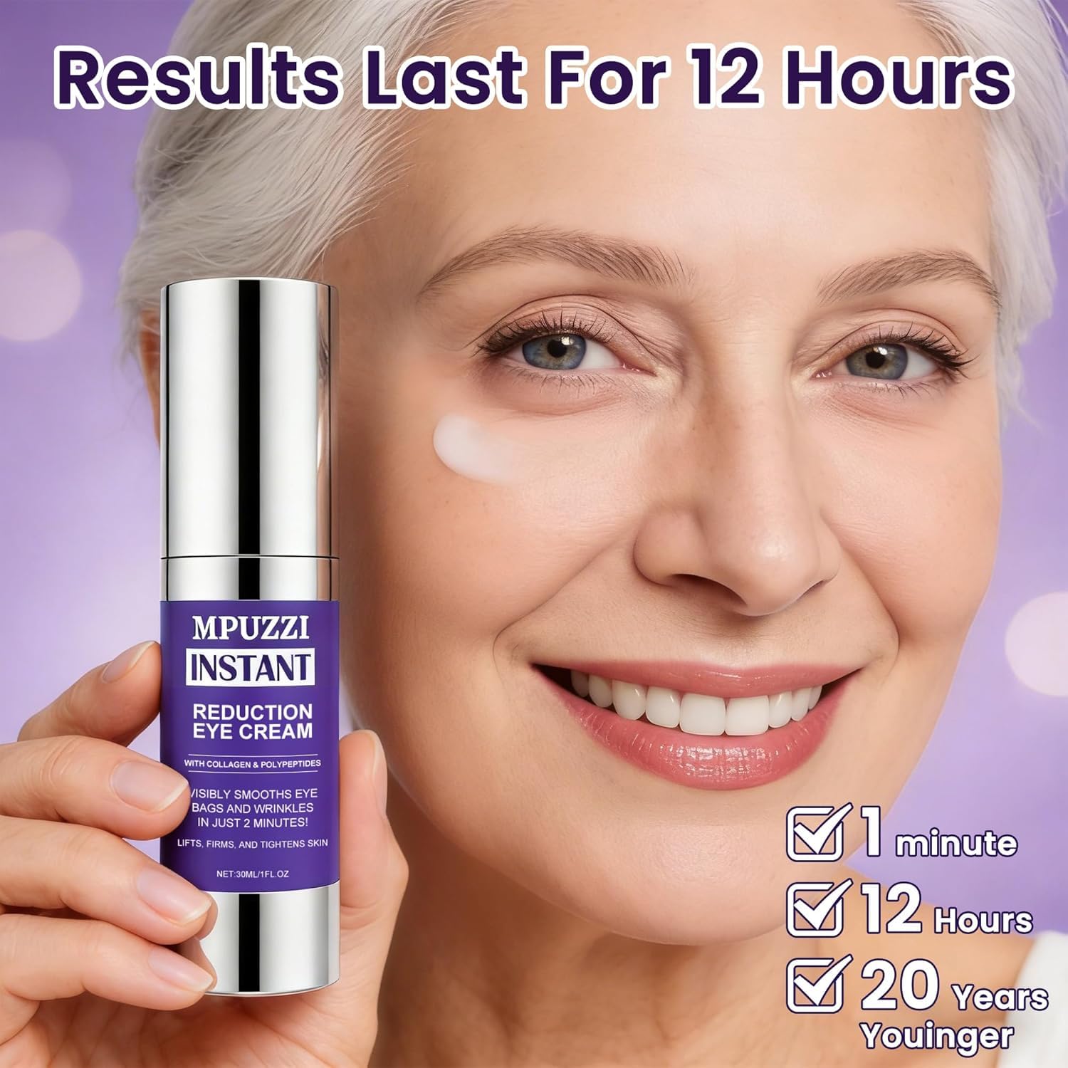 Instant Eye & Face Lift Cream - Rapid Under Eye Bags & Wrinkles Treatment, Dark Circles And Puffiness Remover For Women & Men, Temporary Firming & Tightening Face Cream - Wrinkle Filler 1Oz