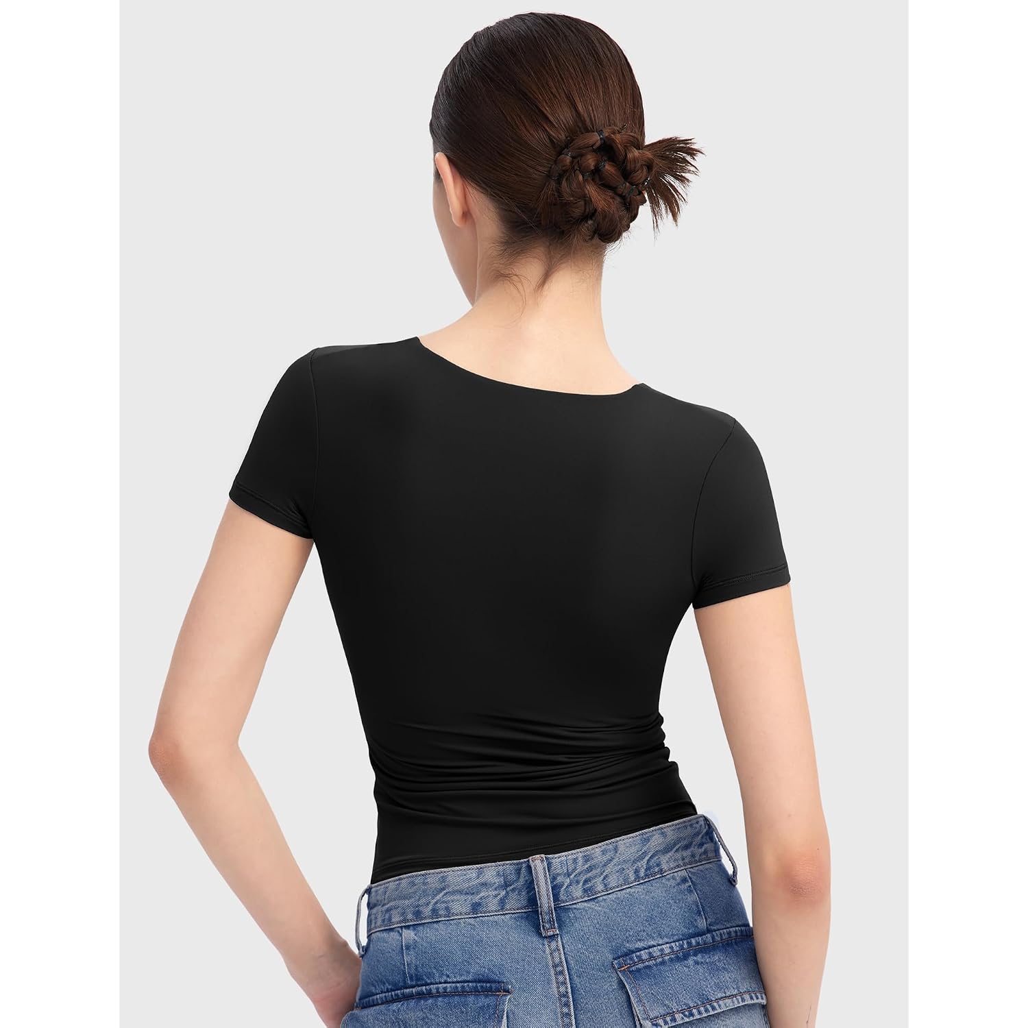 Pumiey Women'S V Neck Short Sleeve T Shirts Slim Fit Going Out Tops Sexy Basic Tee Sharp Collection