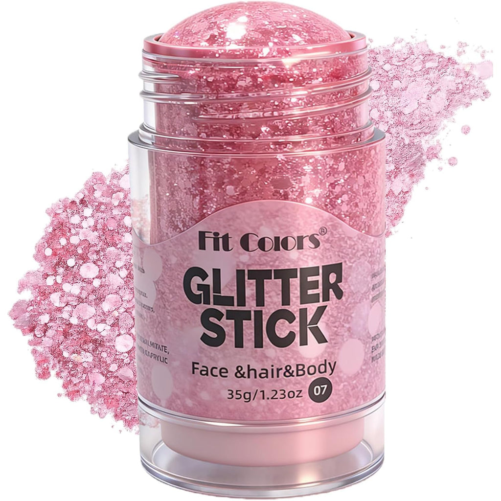 Pink Body Glitter Stick,Sparkling Face Hair Glitter Makeup For Women,Waterproof Hair Glitter,Holographic Mermaid Sequins Face Paint Gel Kit For Carnival Singer Concert Festival Rave Outfit Accessories