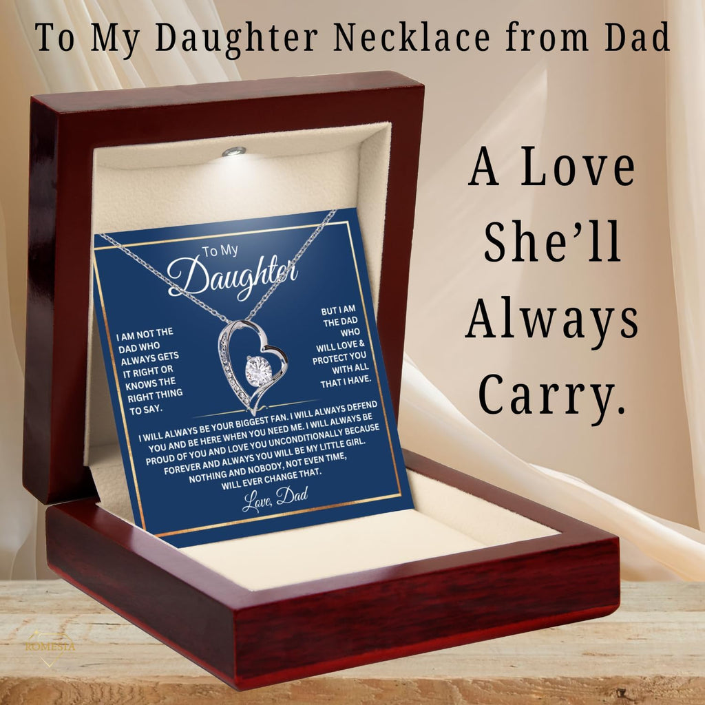 To My Daughter Necklace From Dad With Heartfelt Message, Daughter Birthday Present From Dad, Jewelry Gifts For Graduation for Her From Mom or Daddy, 14K Pendant
