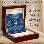 To My Daughter Necklace From Dad With Heartfelt Message, Daughter Birthday Present From Dad, Jewelry Gifts For Graduation for Her From Mom or Daddy, 14K Pendant