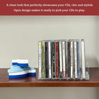 2 Pcs Clear Acrylic Cd Holder, Dvd/Cd Display Rack & Cd Storage Box & Vinyl Record Storage Stand Holds Up To 14 Standard Cd Cases For Media Shelf Storage And Organization