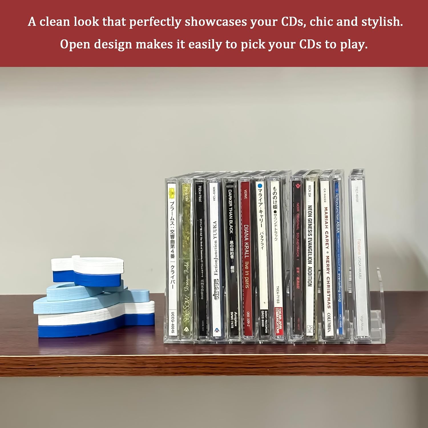 2 Pcs Clear Acrylic Cd Holder, Dvd/Cd Display Rack & Cd Storage Box & Vinyl Record Storage Stand Holds Up To 14 Standard Cd Cases For Media Shelf Storage And Organization