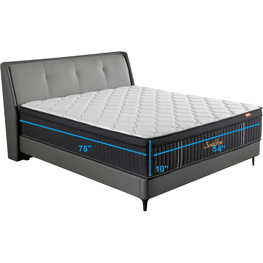 Soulfea Full Size Mattress,10 Inch Hybrid Full Mattress In A Box With Memory Foam & Individual Pocket Spring For Edge Support,Pressure Relief,Medium Firm,Certipur-Us.