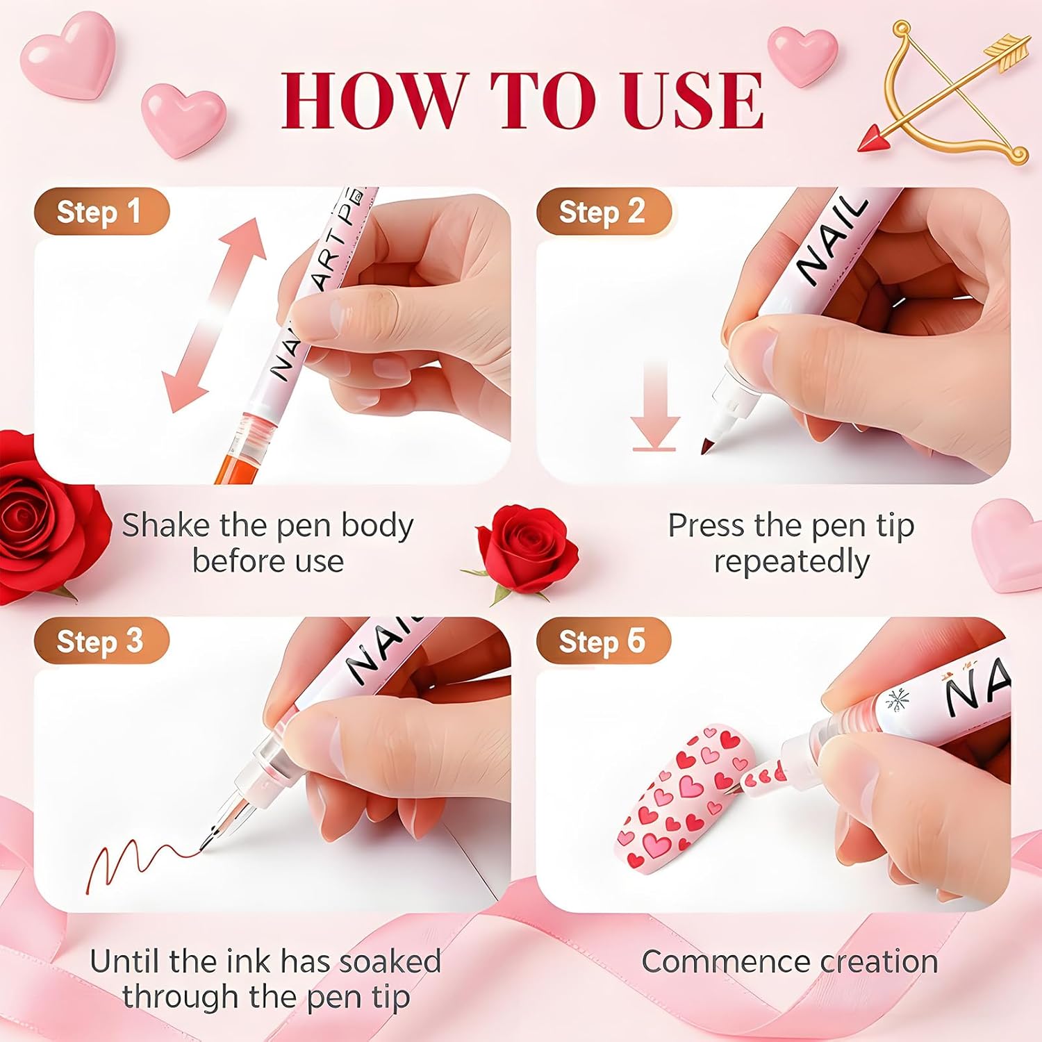 Nail Art Pens 12 Colors - 3D Quick-Dry Nail Art Markers for Kids, Girls, Drawing Painting Liner Brush for Painting, Drawing, Lines & Designs, Gifts for Women Girls