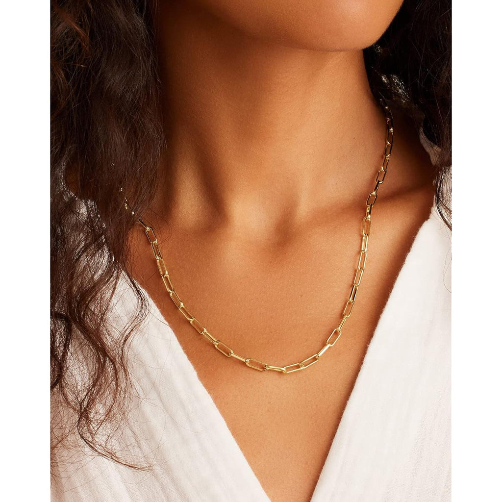 gorjana - Parker Necklace 18" - 18k Silver or Gold Plated - Adjustable Paperclip Link Chain - Chunky Clasp - Ideal Gift Packaging