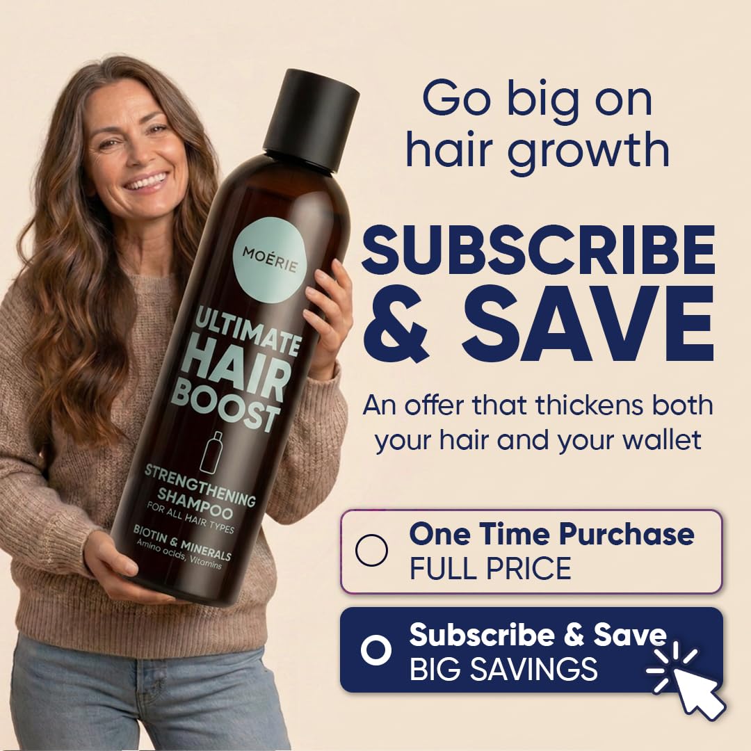 Moerie Hair Growth Shampoo For Men And Women, Hair Loss Solution With Biotin And Rosemary, Thickening Shampoo For Thinning Hair – Ultimate Boost For All Hair Types
