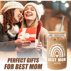 Mothers Day Gifts for Mom from Daughter Son, Gifts for Women Mama Stepmom Mother In Law Bonus Mom, Personalized Anniversary Birthday Mothers Day Presents for Wife from Husband - Can Glass Cups 16OZ