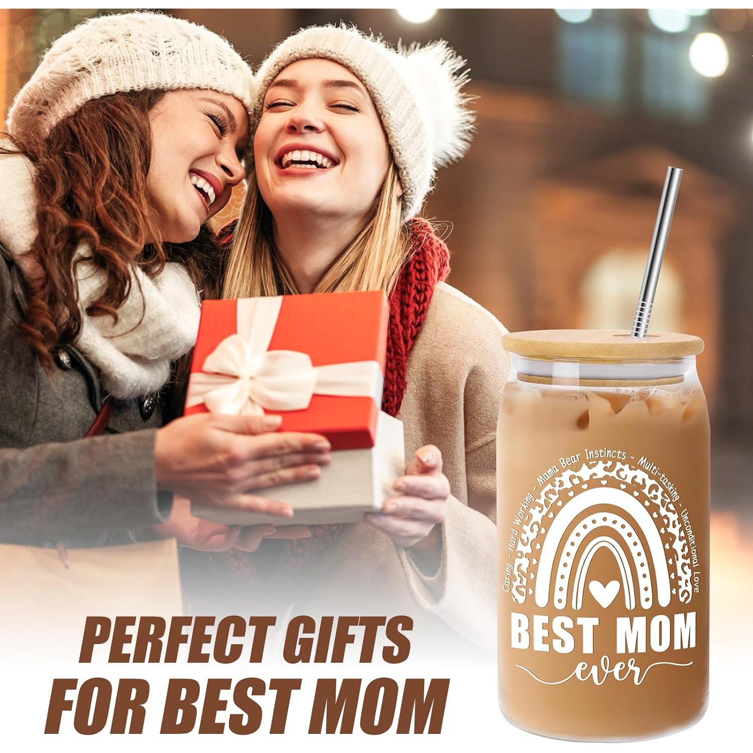 Mothers Day Gifts for Mom from Daughter Son, Gifts for Women Mama Stepmom Mother In Law Bonus Mom, Personalized Anniversary Birthday Mothers Day Presents for Wife from Husband - Can Glass Cups 16OZ