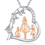 EUDORA Sterling Silver Mother Daughter Necklace for Women, Mama Son Daughter Necklace Pendant for Mom and Daughter,Mom Jewelry from Daughter Mother's Day Gift for Mother Daughter Aunt Grandma