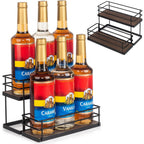 Kimilus 6 Bottle Capacity Coffee Syrup Organizer 2 Tier Coffee Syrup Stand Shelf For Coffee Bar Kitchen Small Wine Rack For Bar Family Storage For Syrup Wine Dressing
