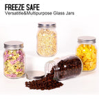 BEWAVE Glass Mason Jars, 16oz Clear Glass Jars with Lids for Sealing, Regular Mouth Canning Jars for Food Storage, Snacks, Candies, DIY Projects, 4 Pack