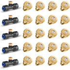 20 Pack Brass Misting Nozzles & 5 Pack Tee Misters | Nozzles Replacements For 1/4 Inch Tubing, For Outdoor Patio Cooling, Garden Watering, Fan Mist System