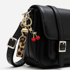 Angyape Cherry Keychain Wristlet Leather Car Keychain for Women Cute Purse Bag Charms Key Fob Holder with Keyrings Gifts