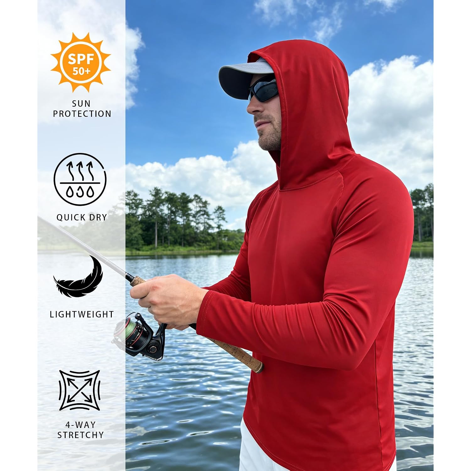 5 Pack Mens Upf 50+ Sun Protection Hoodie Long Sleeve Uv Spf Fishing Shirts Lightweight Running Rash Guard Sun Shirt