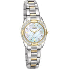 Citizen Women's Eco-Drive Dress Classic Diamond Watch in Two-Tone Stainless Steel, Mother of Pearl Dial (Model: EW1824-57D)