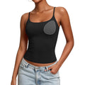 V For City Women Tank Tops With Built In Bra Double Lined Fitted Camisole Adjustable Spaghetti Strap Padded Cami Shirts