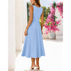 Merokeety Women'S Summer Midi Dress 2026 Spring Sleeveless Pleated A Line Casual Business Work Cocktail Vacation Dresses