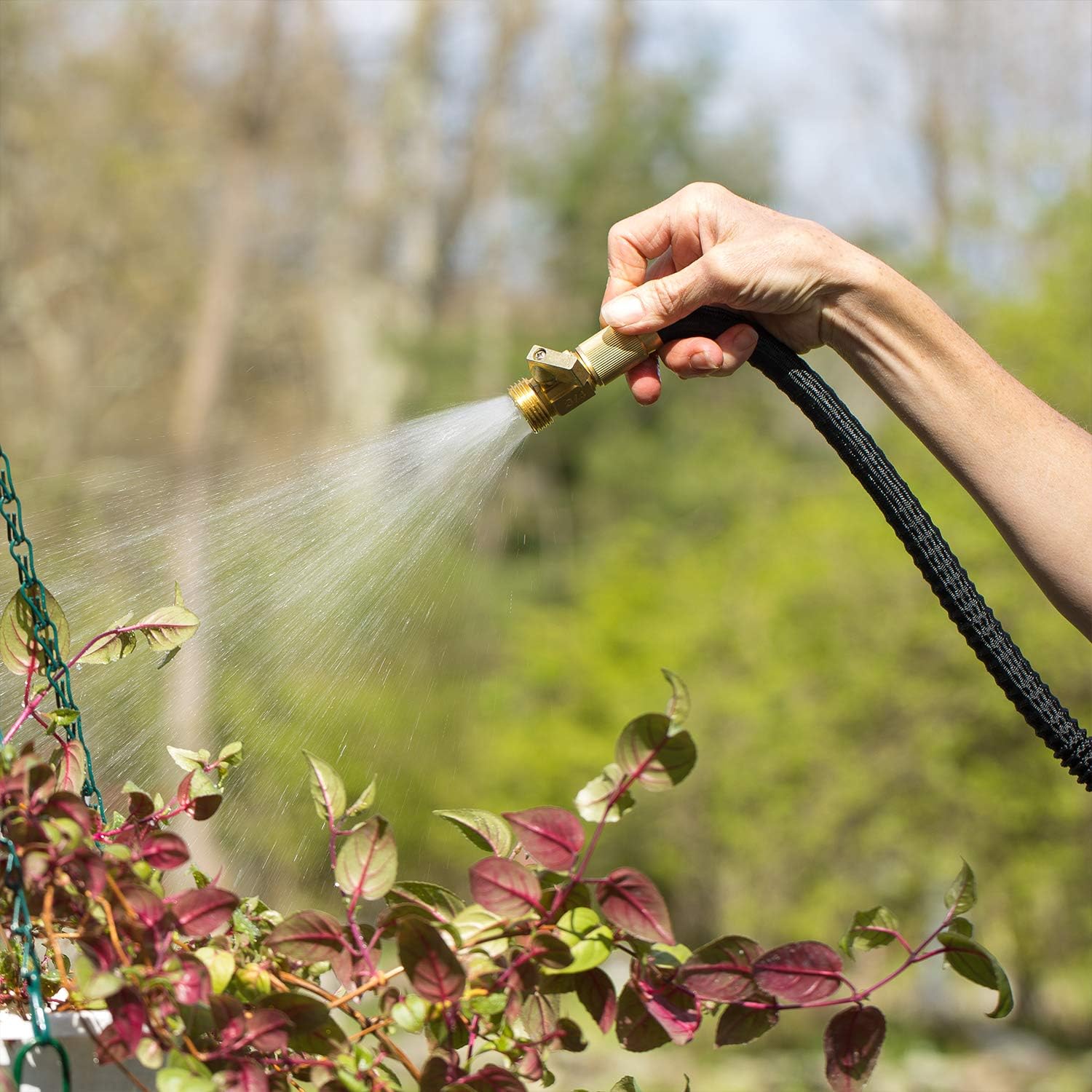 Flexi Hose Lightweight Expandable Garden Hose, 50Ft - Retractable Garden Hose, Water Hose - No-Kink Flexibility, 3/4 Inch Solid Brass Fittings And Double Latex Core