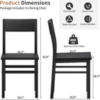 Dining Chairs Set Of 4, Rustic Wood Dining Room Chairs With Thickened And Strengthened Metal Steel Frame & Slat Back, Modern Farmhouse Chair For Kitchen, Dining Room (4, Dark Black)