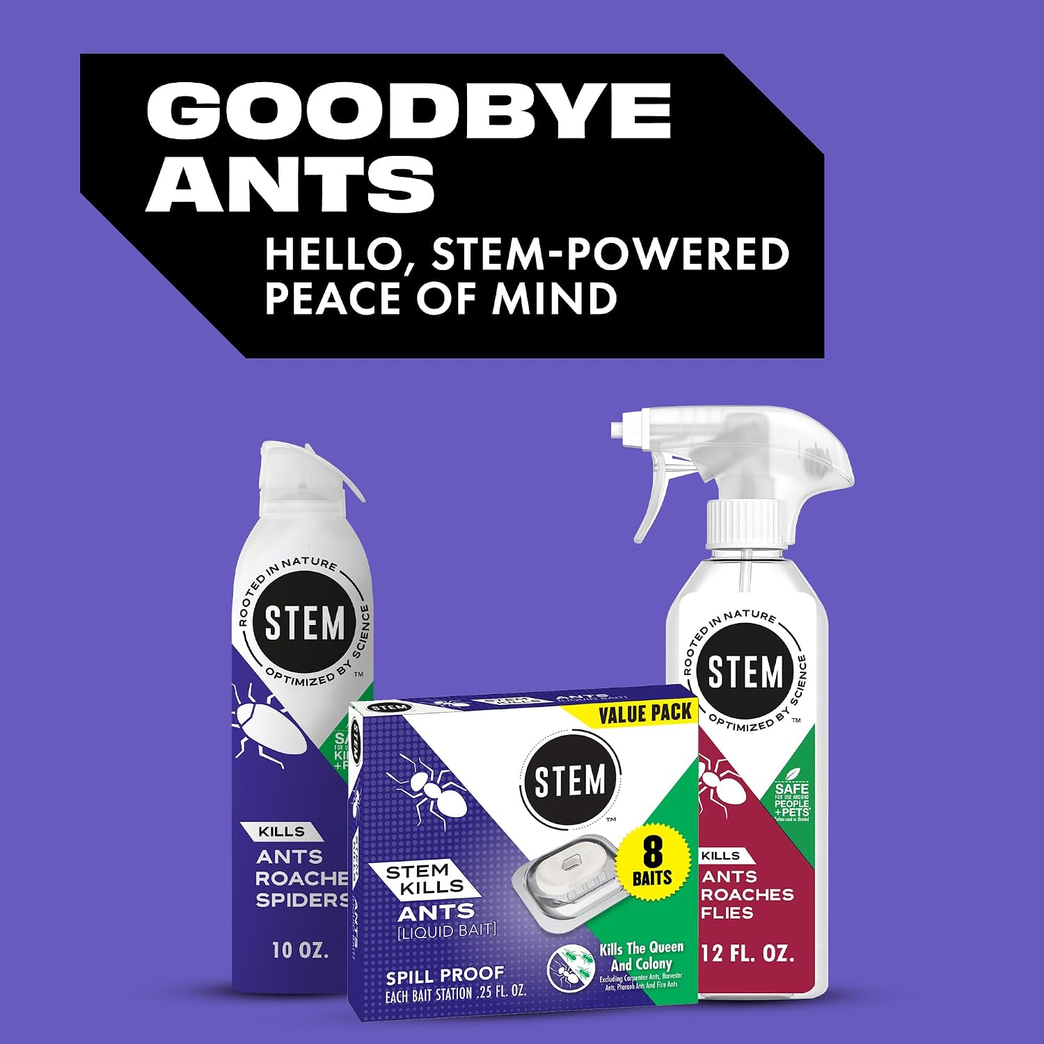 Stem Liquid Ant Baits, Kills The Queen And Colony, For Indoor Use, 8 Spill Proof Bait Stations