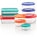 Pyrex Simply Store (9-Pack) Mixed Sized Glass Food Storage Set, Round & Rectangular Containers With Plastic Lids, BPA-Free, Dishwasher & Microwave Safe