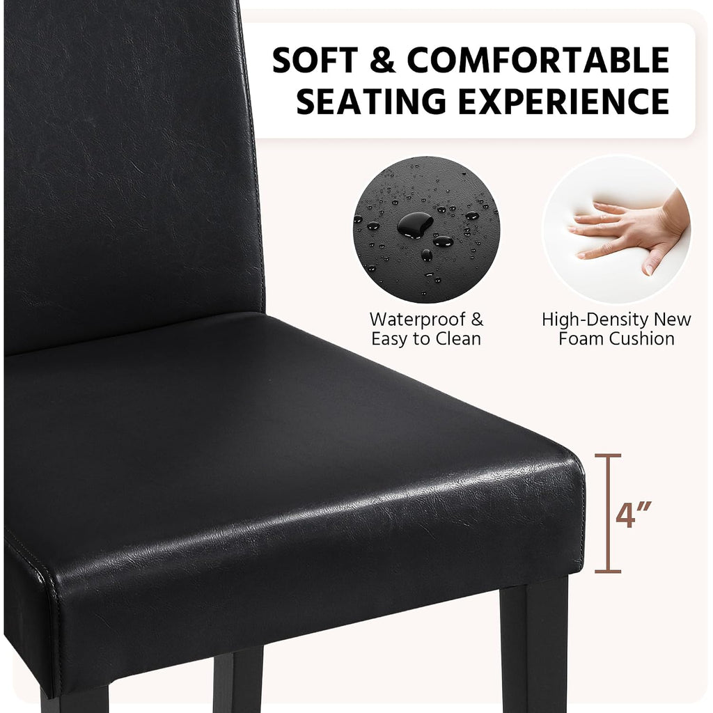 Yaheetech Dining Chairs Set Of 4 Pu Leather Upholstered Parsons Dining Chairs With Solid Wood Legs For Kitchen/Living Room/Restaurant, Modern Style, Black
