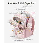Lovevook School Backpack For Girls, Cute Bookbag For Teen 8-16, Diy Friendly 15.6" Laptop Backpack For Middle High College Student Back To School, Bag With Water Bottle Pocket For Travel, Pink