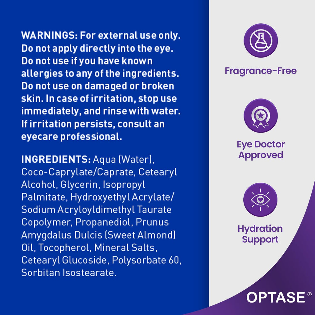 Optase Life Sensitive Eye Daily Renewal Cream - Hydrating Eye Cream For Skin Use Around Dry And Sensitive Eyes - Smooths Fine Lines, Preservative-Free, Eye Doctor And Dermatologist Approved - 15 Ml