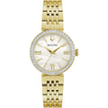 Bulova Ladies' Classic Crystal Stainless Steel 3-Hand Quartz Watch, White Mother-Of-Pearl Dial