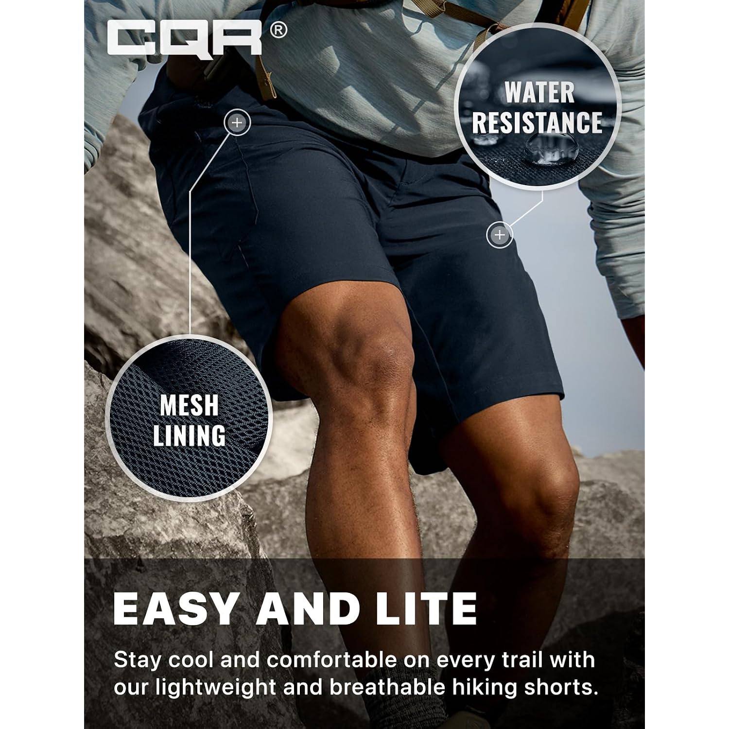 Cqr Men'S Quick Dry Stretch Hiking Cargo Shorts, Lightweight Water Resistant Tactical Casual, Golf & Outdoor With Pockets
