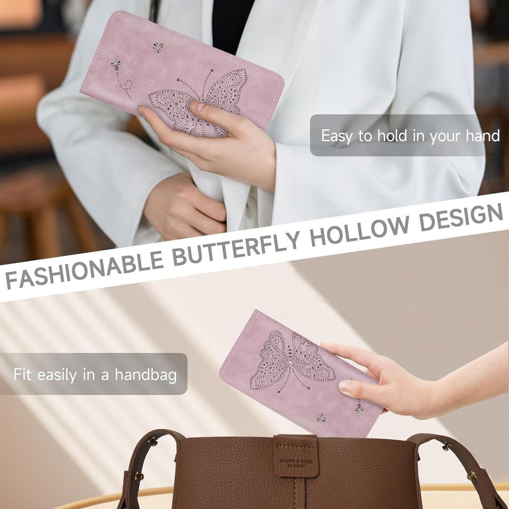 KITEVIUN RFID Wallet Women Ultra Slim Thin Womens Wallet Compact Clutch Long Ladies Wallet for Women PURPLE