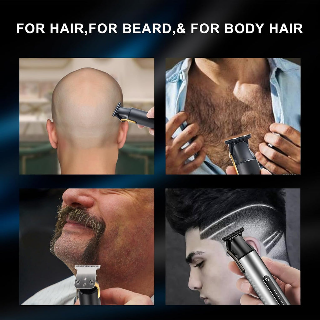 Hair Trimmer For Men,Professional Barber Trimmer,Cordless T-Blade Hair Clippers Precision Edgers T Liners Rechargeable Beard Trimmer,Waterproof Haircut Kit,Long-Lasting Battery