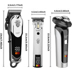 Professional Barber Kit For Men, Cordless Hair Clipper, Trimmer & Rotary Shaver Set With Led Display, Usb-C Rechargeable Battery,Precision Blades,Adjustable Speeds,Low Noise,Grooming Gifts For Men