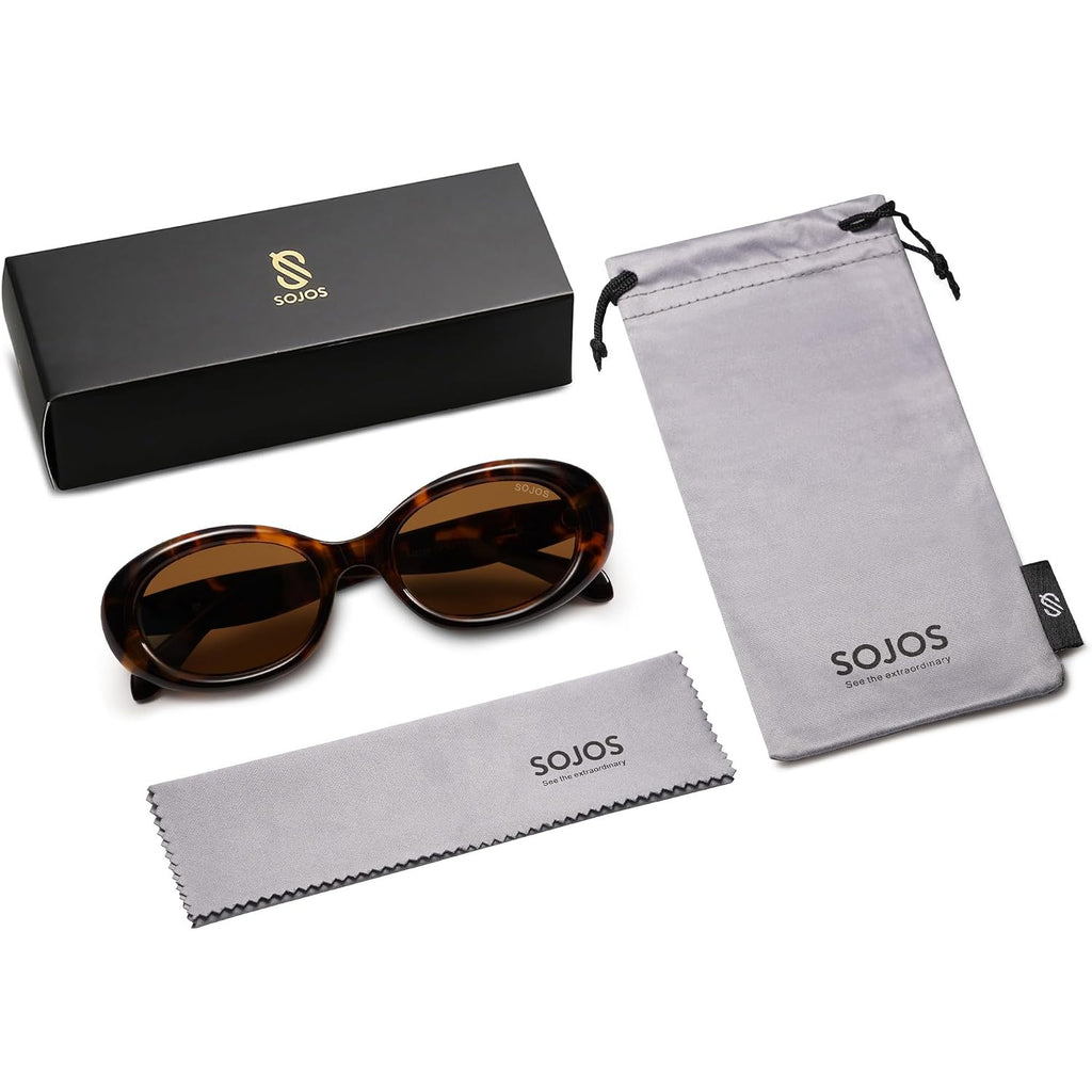 Sojos Retro Oval Polarized Sunglasses For Women Men 90S Vintage Uv400 Protection Tiny Sun Glasses Sj2286