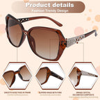 3/4 Pcs Women Large Sunglasses UV 400 Glasses Oversized Classic Trend Ladies Sunglasses with Shiny Large Frame