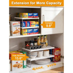 Jupeli Foil And Plastic Wrap Organizer, Expandable Kitchen Pantry Storage, Height Adjustable Cabinet Rack For Kitchen Organization, Aluminum Foil -3 Tier 9.8" To 15.6"L