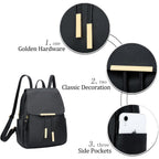KKXIU Trendy Leather Backpack Purse for Women and Ladies Shoulder Travel Daypacks Bags (A-Black)