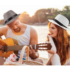 5 Pack Short Brim Fedora Classic Summer Beach Sun Hat Panama Cap for Men Women 5pack-black