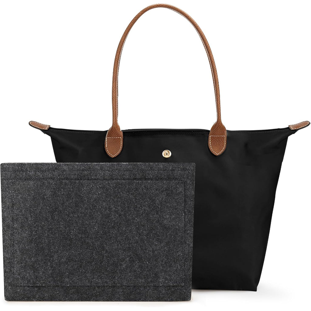Tote Bag For Women With Purse Organizer Insert, Foldable Waterproof Nylon Bag For Travel, And Daily Use,Medium Size.