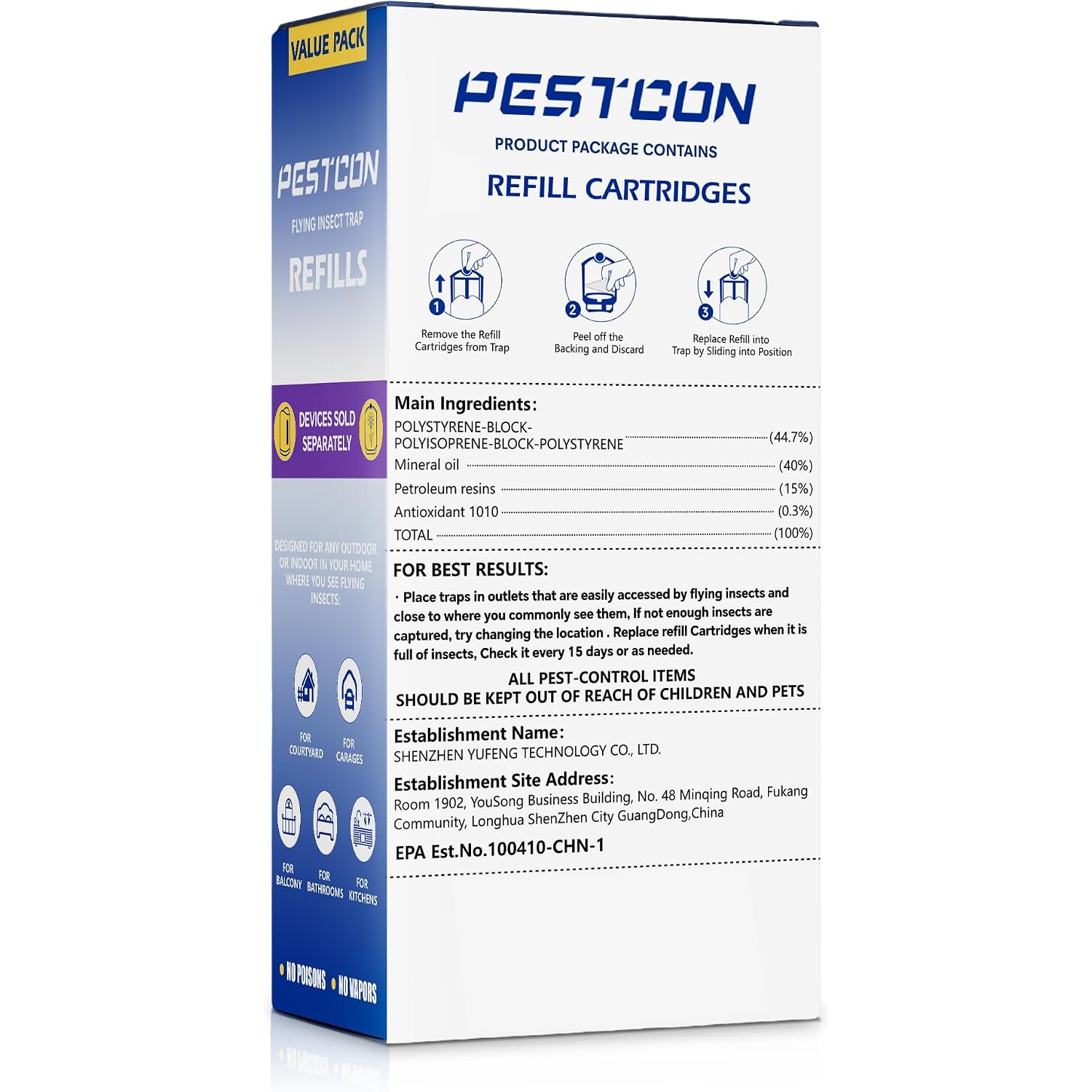 4 Pack Refill Cartridge Kit Compatible With Zevo Refill M364, Refill Compatible With Plug In Light M364 And Max