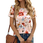 Cicy Bell Womens Summer Floral T-Shirts Short Sleeve Crew Neck Trendy Casual Tops Loose Fit Tees