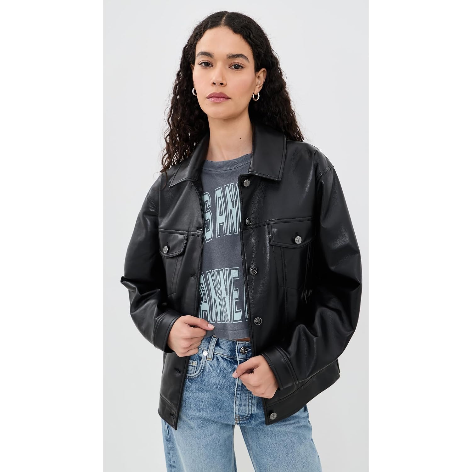 Anine Bing Women'S Rory Jacket In Black Recycled Leather