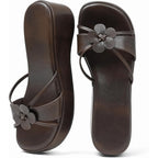 Platform Sandals Women Chunky Floral Wedge Sandals Comfortable Strap Square Toe Slip On Lightweight&Soft Wedges Chic Cute Summer Beach-Ready Shoes