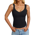 GKBK Womens Tank Tops Ribbed Fitted Lace Trim Camisole Sleeveless Summer Casual Basic Cute Cami Spring Fashion 2026 Outfits